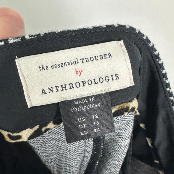 Anthropologie Houndstooth Flare Essential Trouser Size 12 Pants Tailored Minimal - Picture 6 of 13